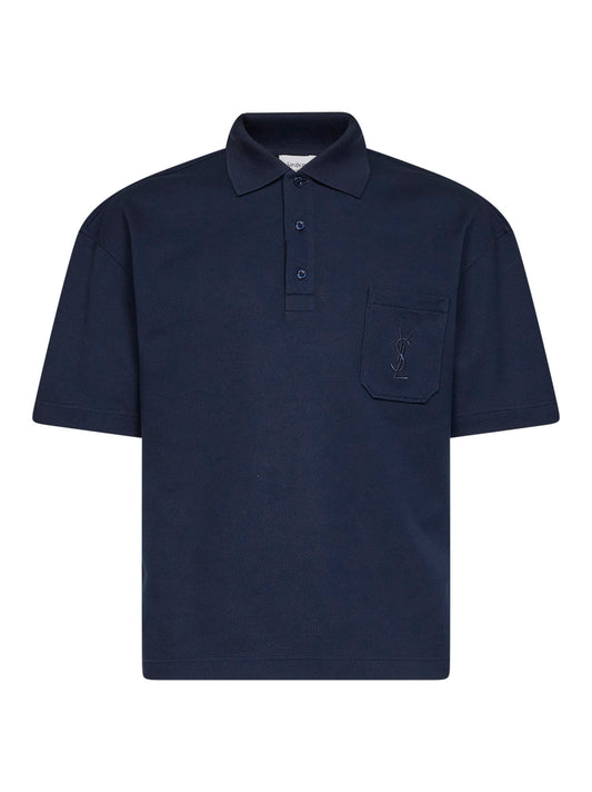 Blue cotton piqué Cassandre polo shirt