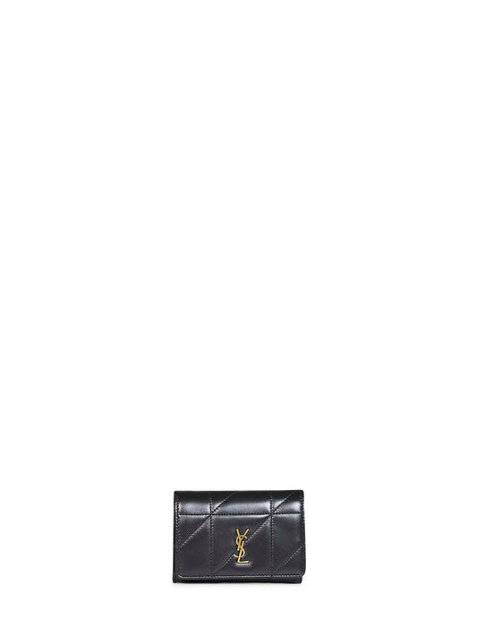 Portafoglio tri-fold sottile Jamie in pelle di agnello<BR/>