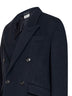 Navy blue double-face wool felt long coat