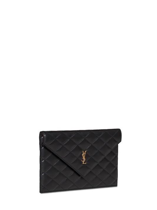 Black Paris envelope clutch bag