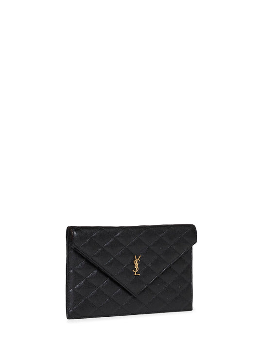 Black Paris envelope clutch bag
