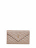 Clutch Paris in pelle goffrata grain de poudre color tortora<BR/>