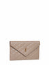 Clutch Paris in pelle goffrata grain de poudre color tortora<BR/>