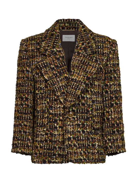 Giacca in tweed di lana kaki