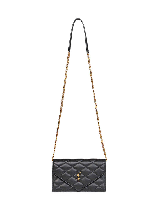 Black chain strap leather Paris shoulder bag  <BR/>