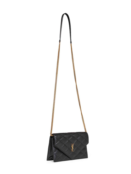 Black chain strap leather Paris shoulder bag  <BR/>