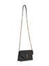 Borsa a spalla Paris con catena in pelle goffrata in nero <BR/>