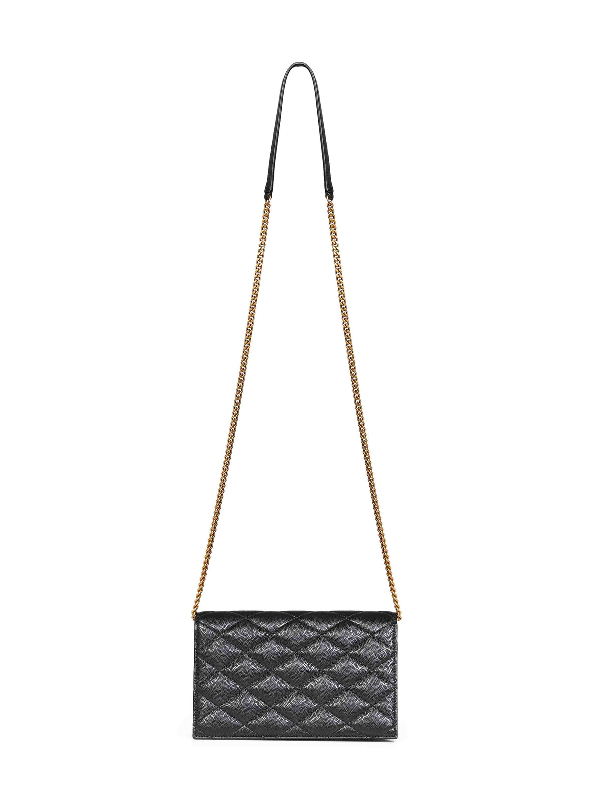 Borsa a spalla Paris con catena in pelle goffrata in nero <BR/>