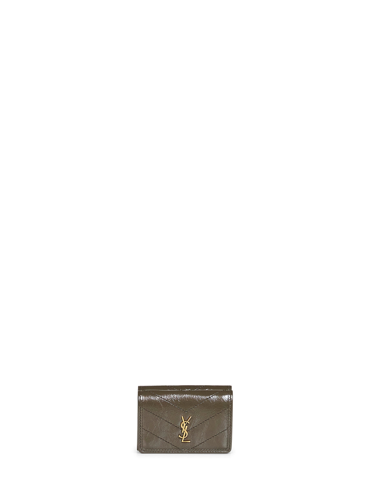 Green Niki slim tri-fold calf leather wallet <BR/>
