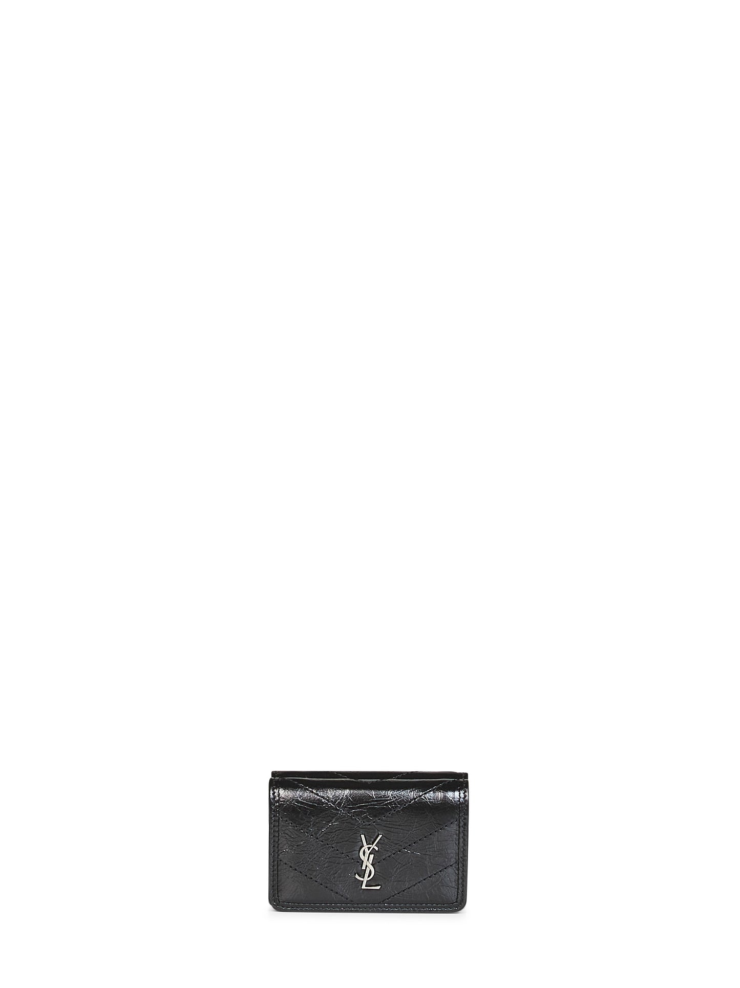 Black Niki slim tri-fold calf leather wallet <BR/>