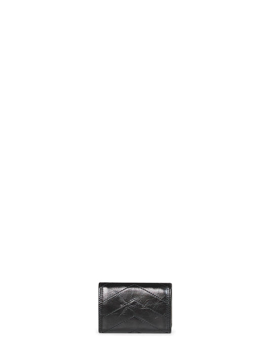 Black Niki slim tri-fold calf leather wallet <BR/>