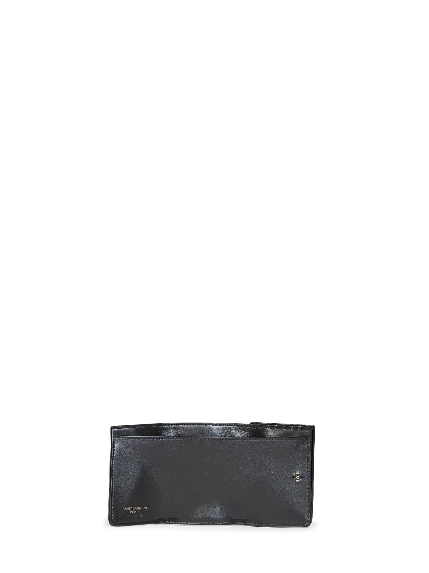Black Niki slim tri-fold calf leather wallet <BR/>