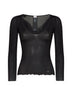 Black ribbed silk knit Cassandre top
