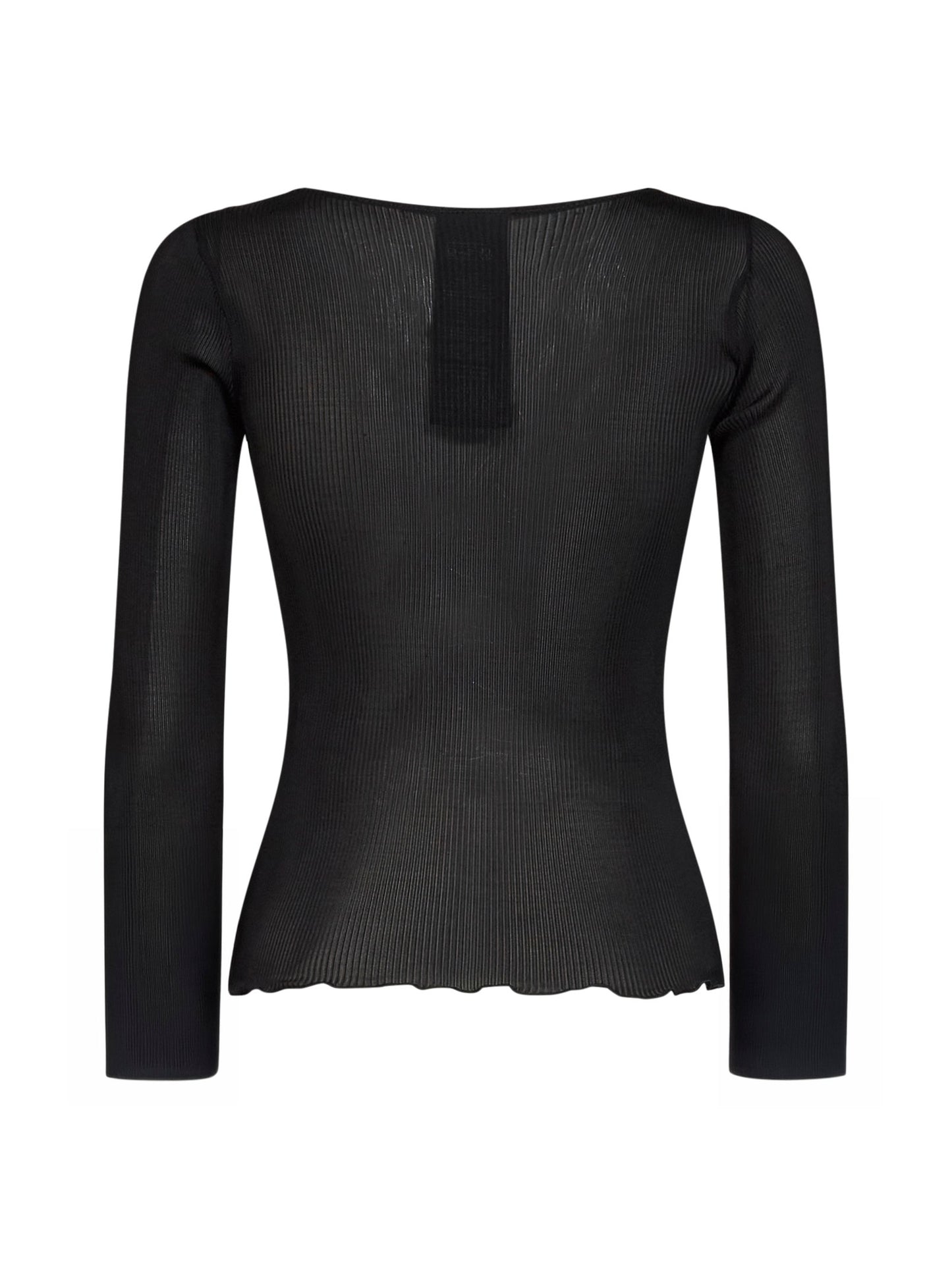 Black ribbed silk knit Cassandre top
