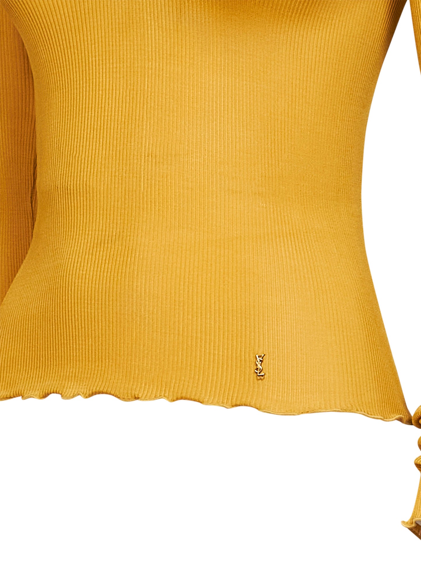 Yellow ribbed silk knit Cassandre top<BR/>