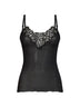 Black ribbed silk knit guipure tank top