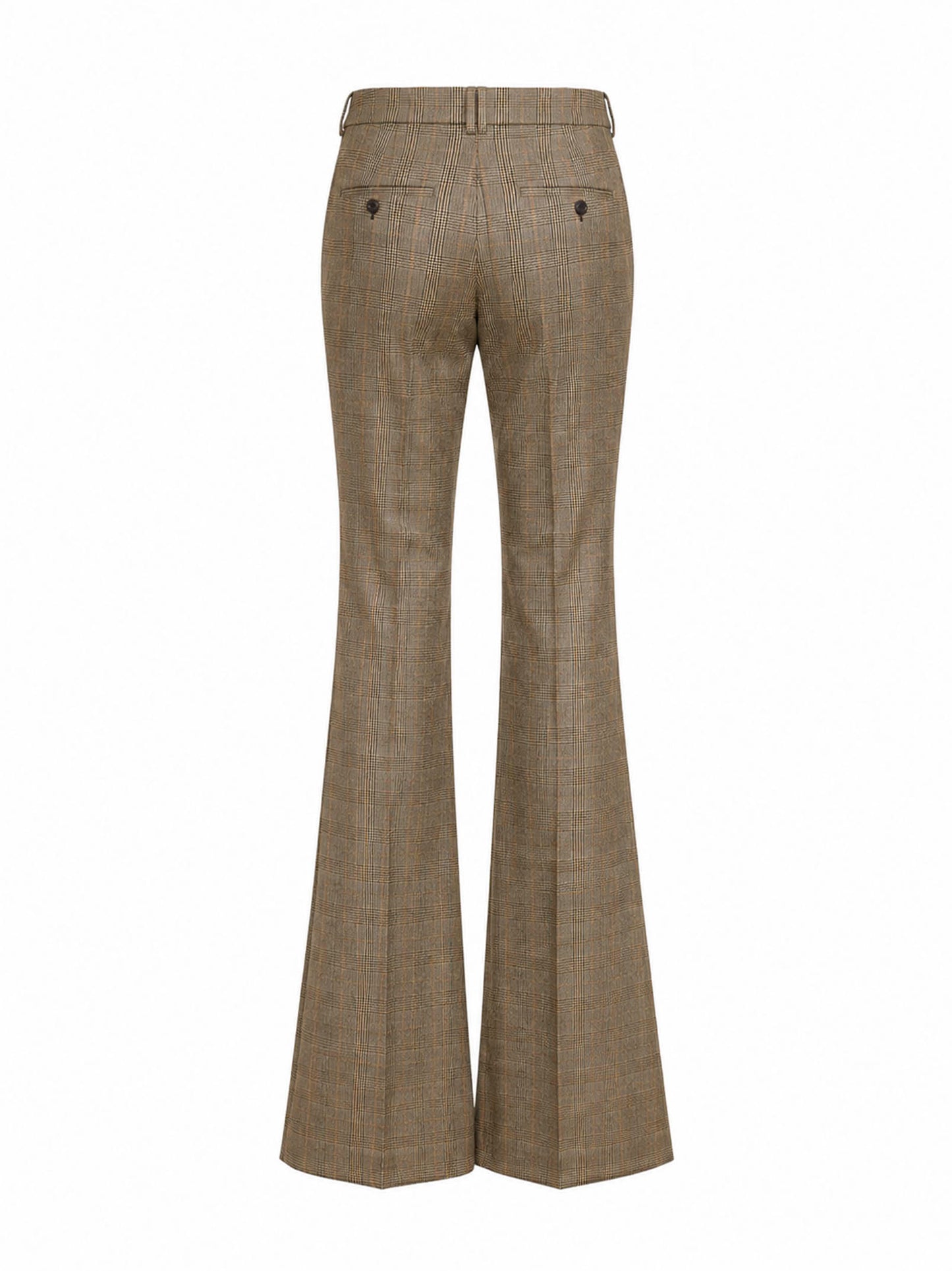 Beige checked flared trousers