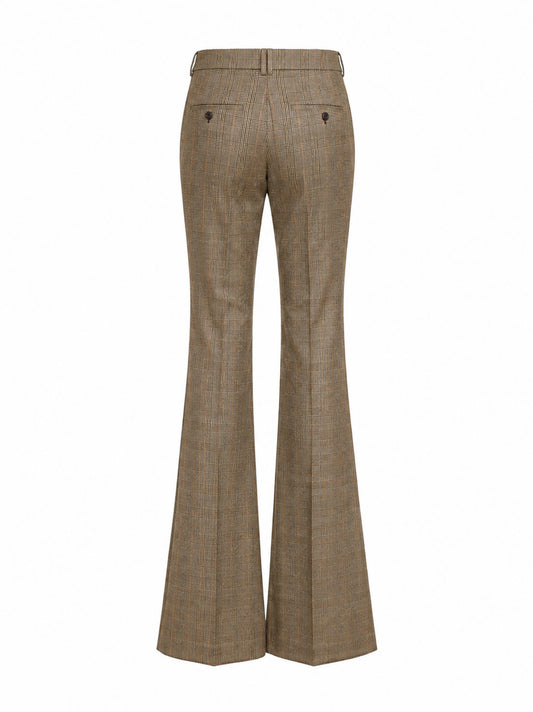 Beige checked flared trousers