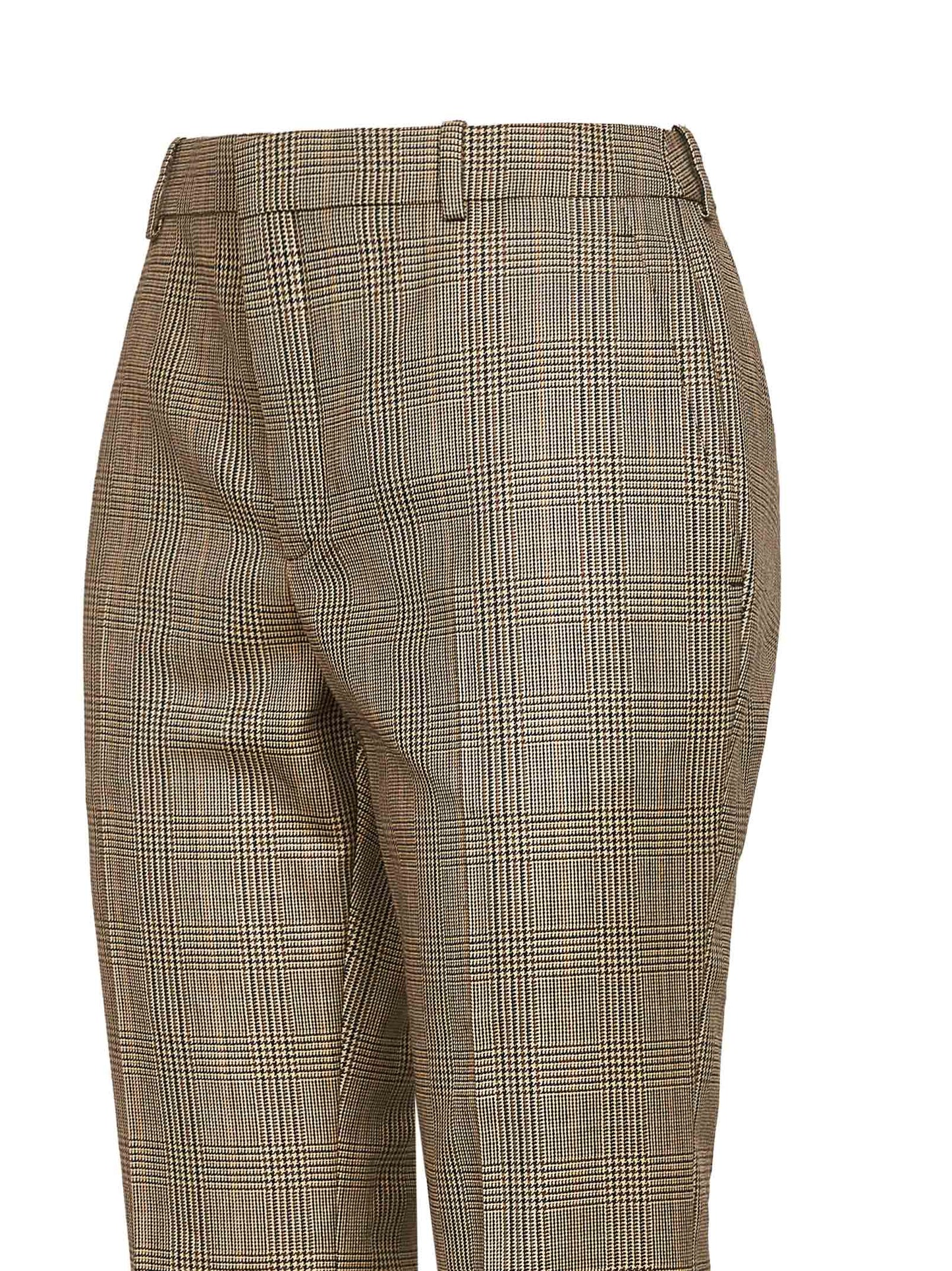 Beige checked flared trousers