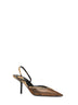Pumps aperte sul retro Folie in rete e pitone in nero e marrone