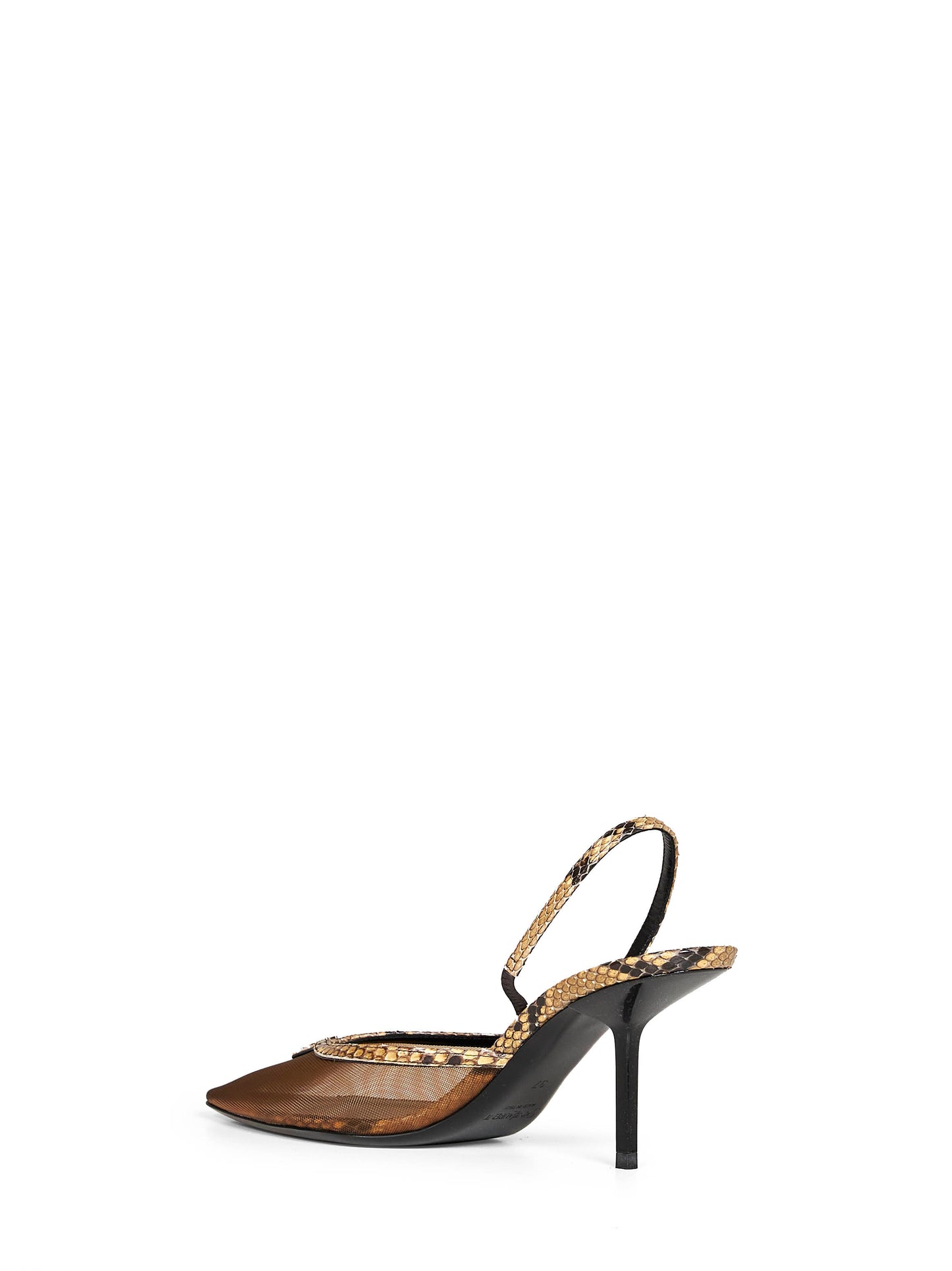 Pumps aperte sul retro Folie in rete e pitone in nero e marrone