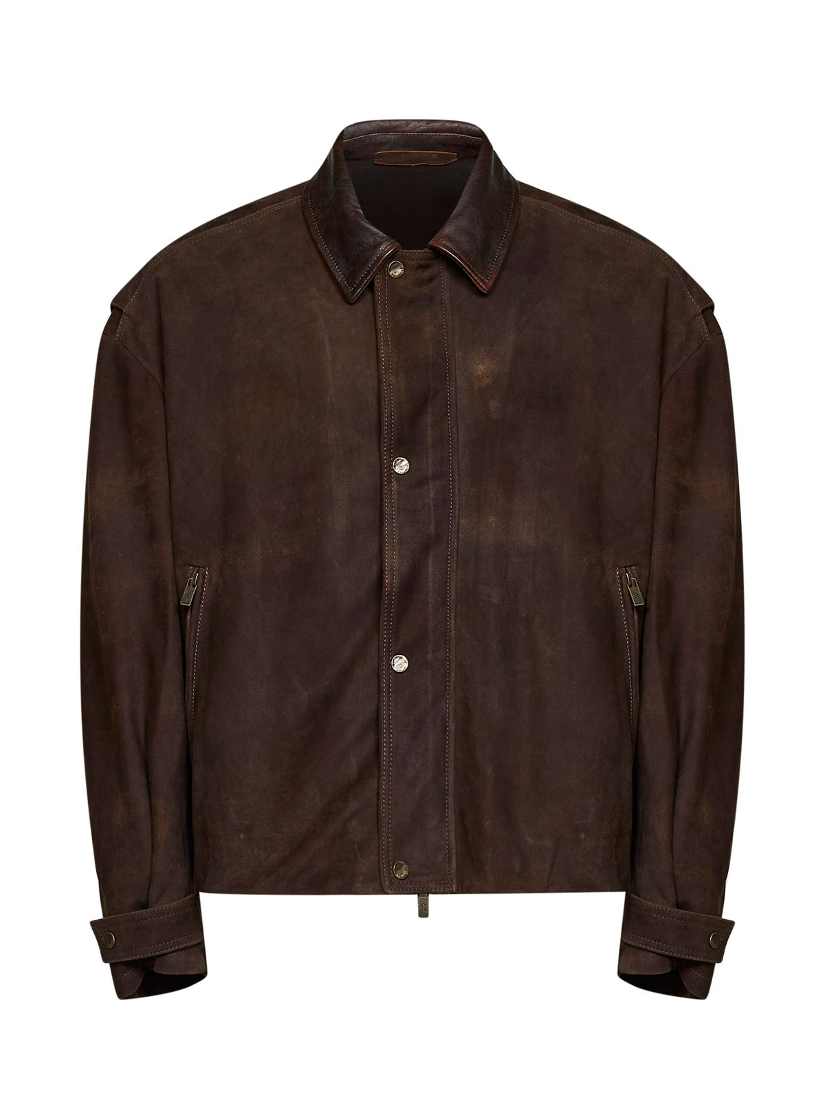 Brown vintage nappa leathe oversized jacket