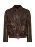 Brown vintage nappa leather bomber jacket