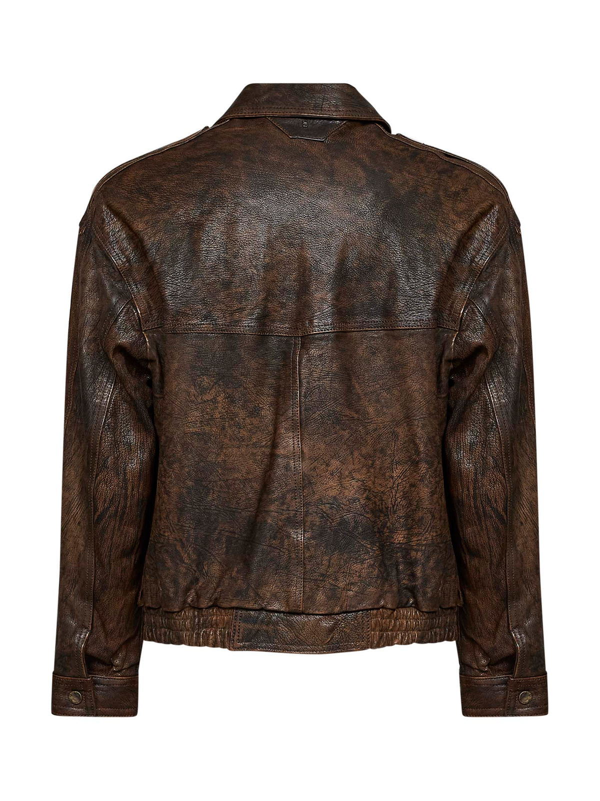 Brown vintage nappa leather bomber jacket