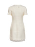 Miniabito sartoriale in bouclé crema con inserti in pizzo