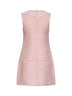 Miniabito in bouclé rosa con colletto in pizzo