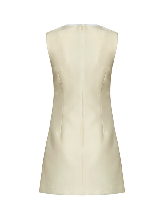 Yellow taffeta mini dress with bows detail