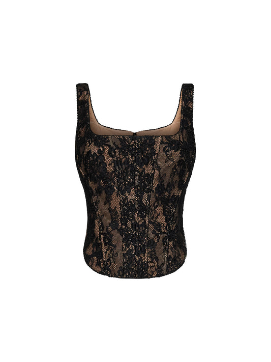 Black lace corset top