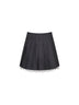 Minigonna a pieghe in misto lana grigia con inserto in pizzo<BR/>