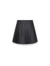 Minigonna a pieghe in misto lana grigia con inserto in pizzo<BR/>