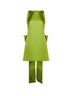 Miniabito a trapezio in raso verde con fiocco