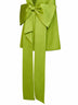 Miniabito a trapezio in raso verde con fiocco