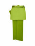 Green satin belted mini skirt with bow