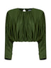 Olive jersey gathered cropped top