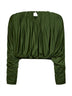 Olive jersey gathered cropped top