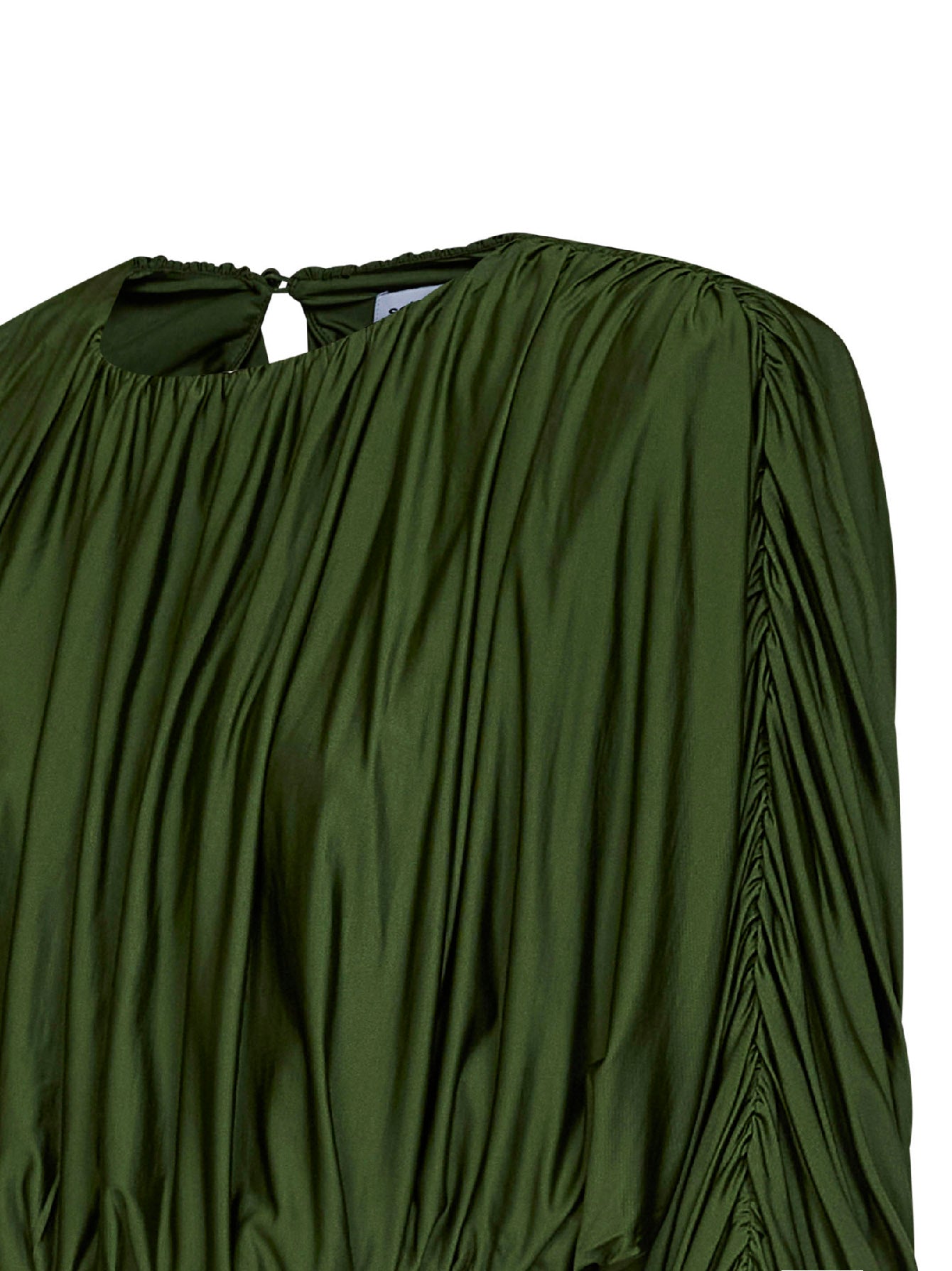 Olive jersey gathered cropped top