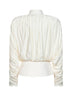 Top arricciato con collo a foulard in jersey crema<BR/>