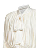 Top arricciato con collo a foulard in jersey crema<BR/>