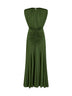 Olive jersey gathered long dress