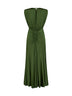 Olive jersey gathered long dress