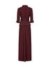 Maxi abito con cintura in twill marrone