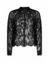 Blusa a maniche lunghe in pizzo nero