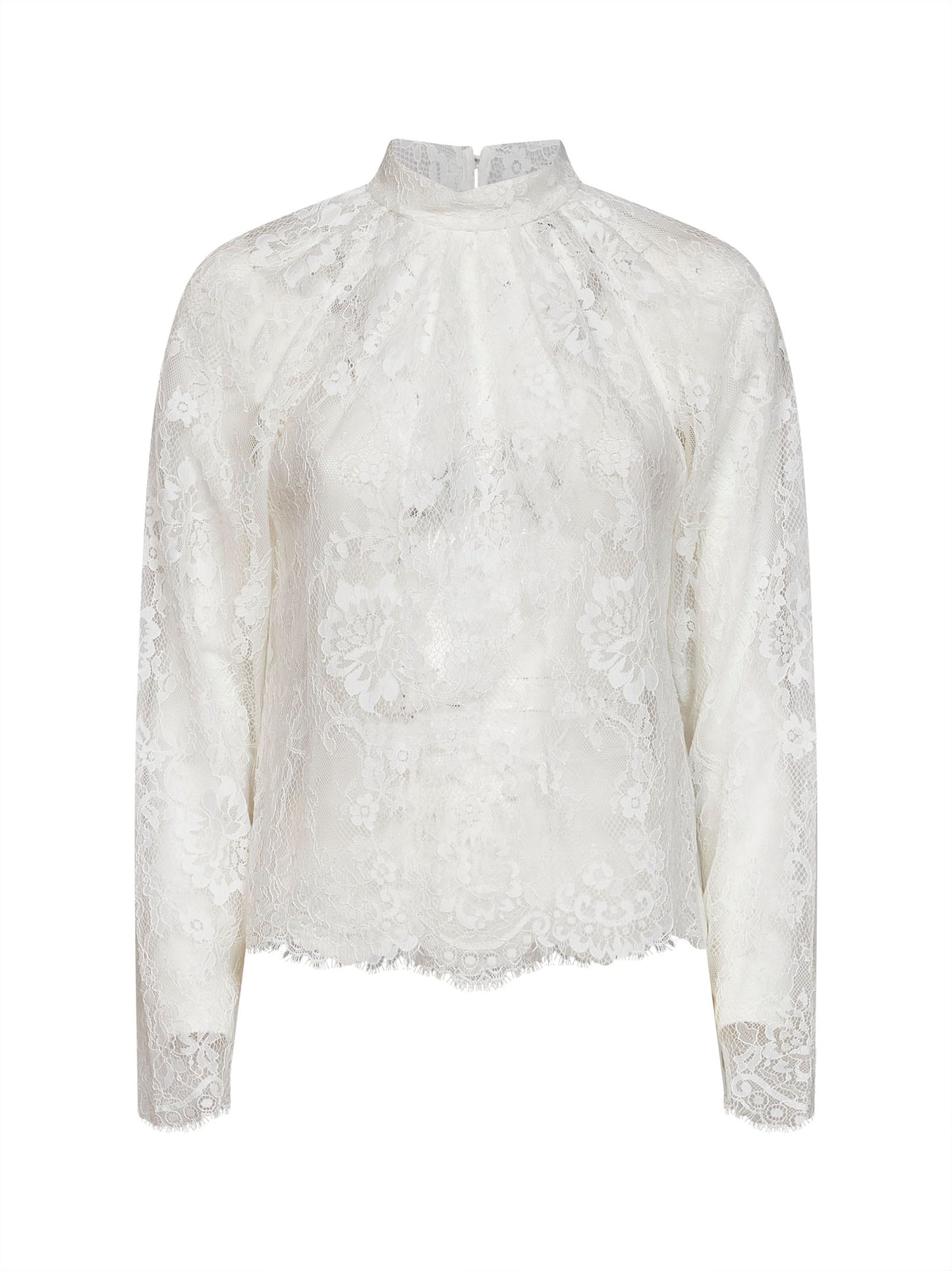 White lace long-sleeved blouse
