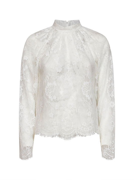 White lace long-sleeved blouse