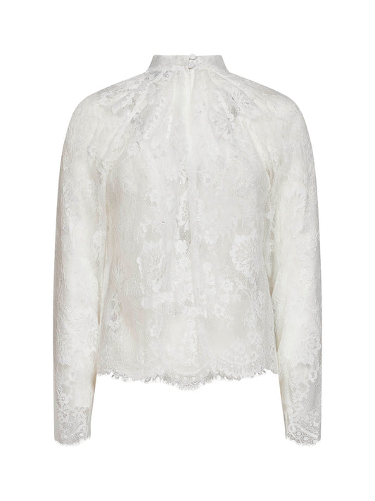 White lace long-sleeved blouse