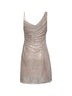 Miniabito drappeggiato in tulle con strass champagne